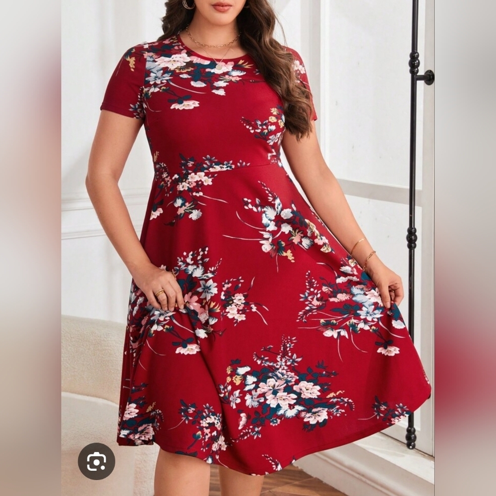 Floral Red Dress Size S